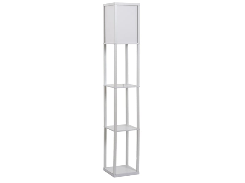  Lampadaire 26x26x160 cm avec trois compartiments ouverts panneau de particules blanc  - Conforama A