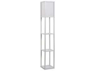 Lampadaire 26x26x160 cm avec trois compartiments ouverts panneau de particules blanc