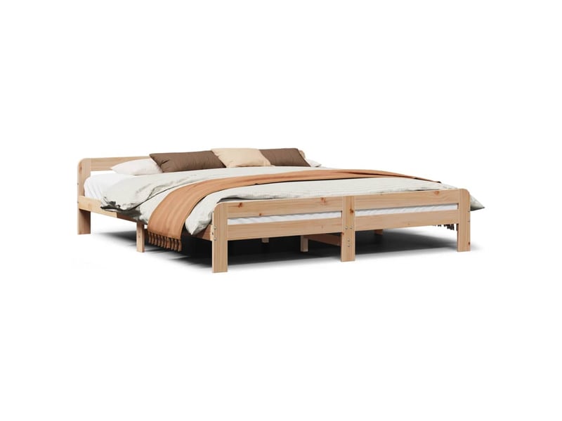  Lit double- lit adulte -  cadre de lit sans matelas 200x200 cm bois massif de pin  - Conforama A