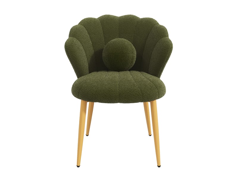  Lot de 6 chaises de salle à manger forme coquillage 60x62,5x83 cm tissu bouclé vert  - Conforama E