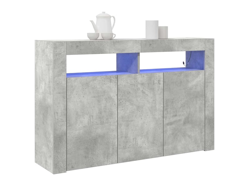  Buffet - bahut - meuble de rangement gris béton 116 x 30 x 75 cm bois d'ingénierie  - Conforama C