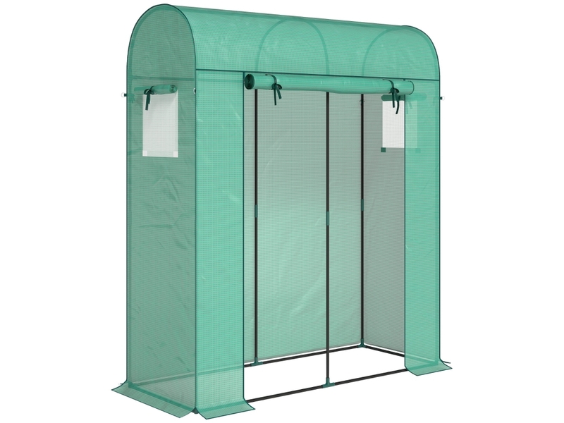  Serre à tomates - vert - porte roulante - fenêtres en filet - cadre en acier - couverture en pe 135 gm² 170x68x200cm - Conforama A