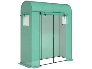Serre à tomates - vert - porte roulante - fenêtres en filet - cadre en acier - couverture en pe 135 gm²