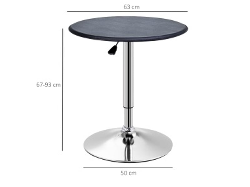  Table bistrot réglable en hauteur avec plateau pivotant à 360°, base chromée, pour cuisine et bar, ø63 × 67-93 cm  - Conforama C