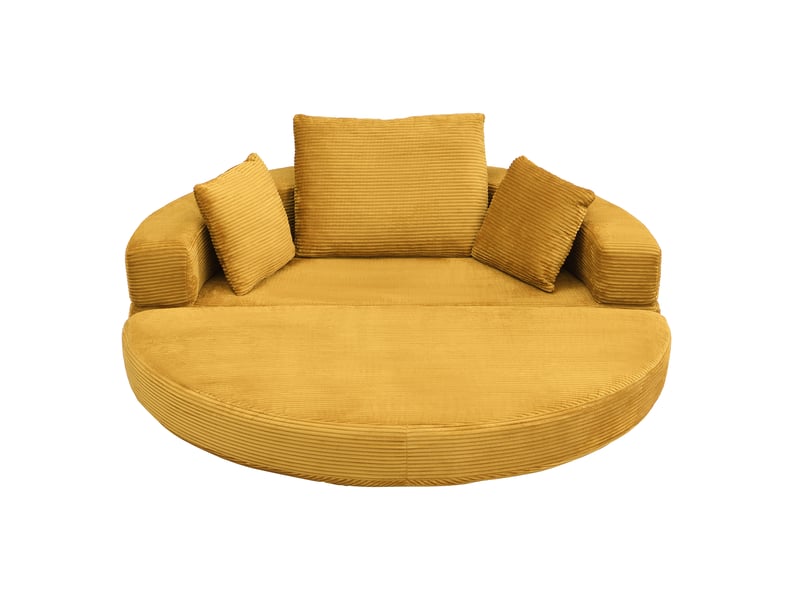  Canapé convertible 2 places en velours côtelé, 2-en-1, lit ovale 173×176 cm, sans montage, 3 coussins inclus  - Conforama A
