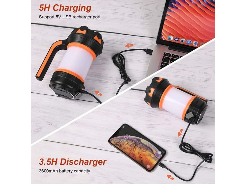  1pcs lanterne led rechargeable, 1000 lumens 4000mah lampe camping 360°, lampe led rechargeable jecteur portable, puissante, lampe de camping  - Conforama D