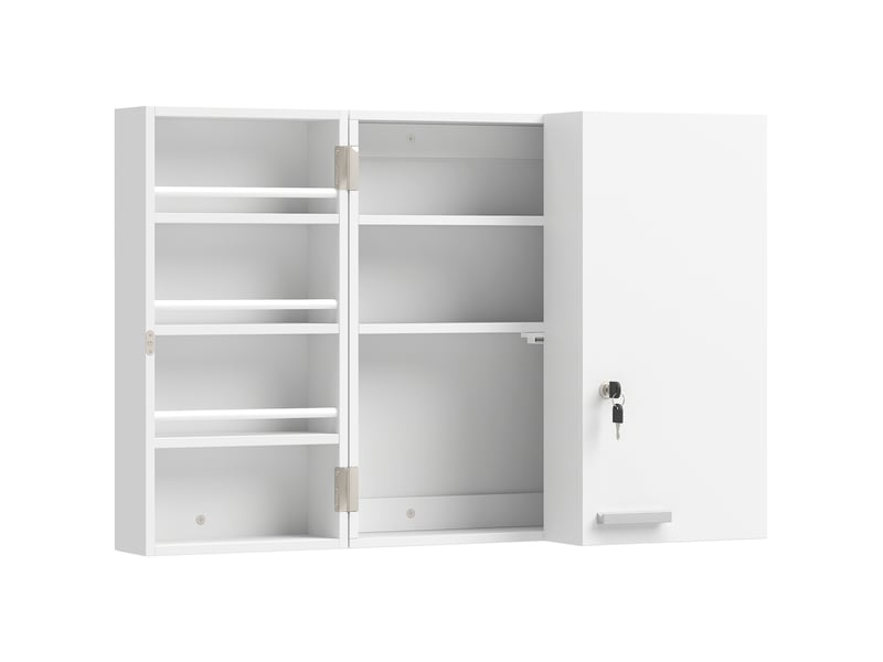  Armoire à pharmacie murale, armoire à médicaments avec double porte verrouillable 2 clés, 53x20x53cm, blanc  - Conforama B