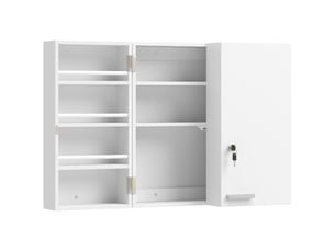 Armoire à pharmacie murale, armoire à médicaments avec double porte verrouillable 2 clés, 53x20x53cm, blanc