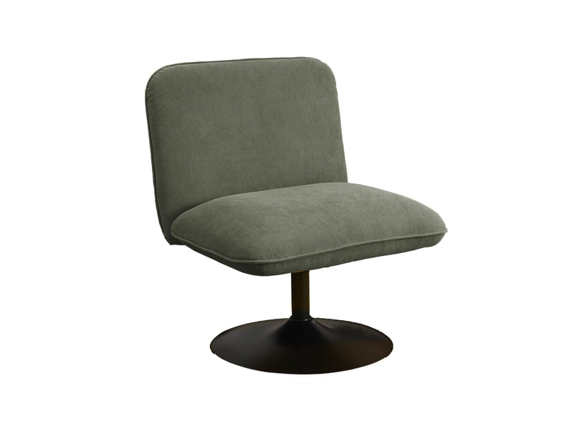  Fauteuil - home deco factory - jules - pivotant - velours côtelé - vert  - Conforama A
