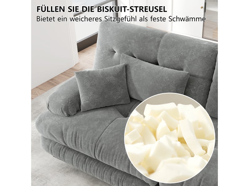 Canapé d’angle panoramique 4 places en tissu gris, 406 cm, modulable W3325S00066 - Conforama D