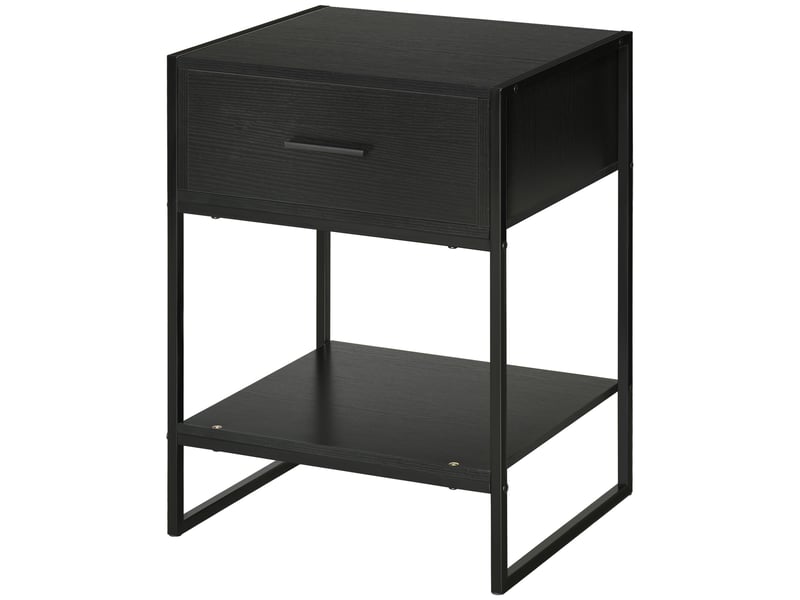  Table de chevet avec 1 tiroir et étagère de rangement pour chambre, salon, bureau, 45 x 40 x 60 cm, noire  - Conforama B