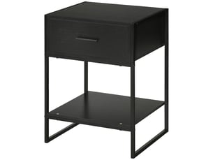 Table de chevet avec 1 tiroir et étagère de rangement pour chambre, salon, bureau, 45 x 40 x 60 cm, noire