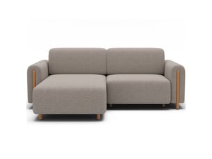 Canapé d'angle convertible arvessa beige chenille – angle gauche avec coffre
