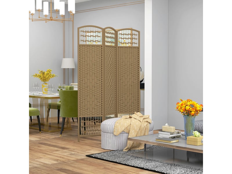  Paravent intérieur en bois séparateur de pièce cloison pliable 3 panneaux bois naturel 120 x 170 cm  - Conforama A