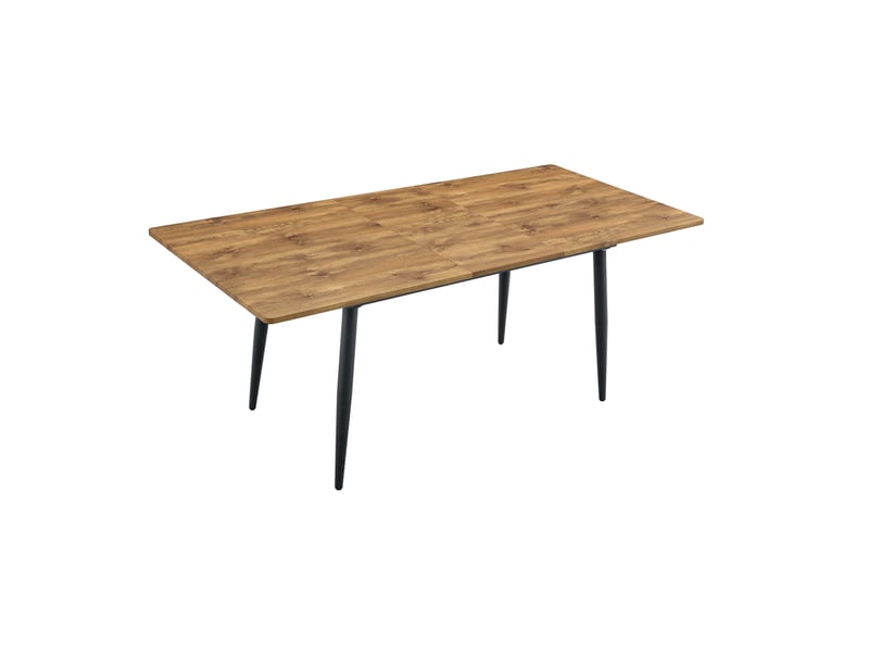  Table à manger rectangulaire 190,5 x 80 x 76,2 cm, plateau aspect bois marron et pieds en métal noir  - Conforama A