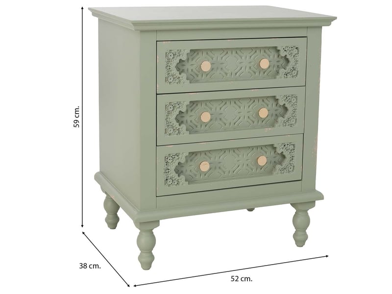  Table de chevet en bois vert 52x38x59 cm h  - Conforama C