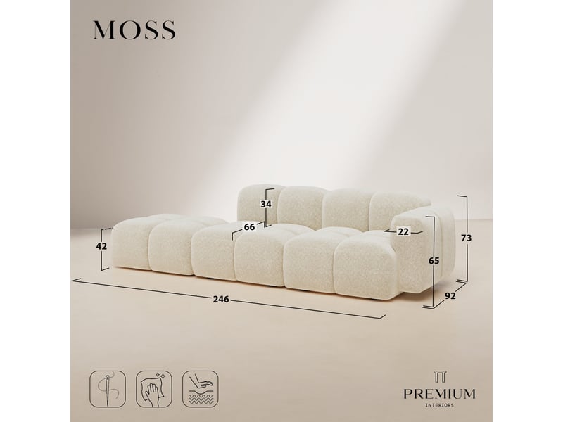  Canapé modulable 4 places en velours texturé moss MOSS - Conforama C