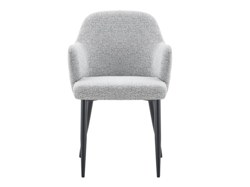 Lot de 2 chaises en tissu gris, dossier bicolore gris et noir, pieds métalliques croisés, hauteur 83 cm - Conforama A