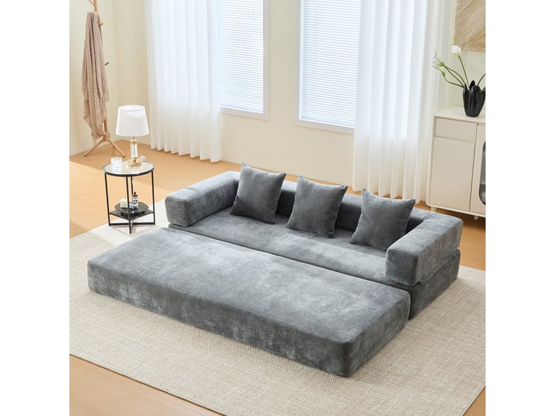 Canapé droit convertible ,2 places,pour salon, appartement et chambre d'amis,198x79x60cm,gris - Conforama D