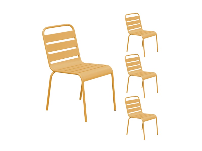 Lot de 4 chaises de jardin en métal moutarde - baca - Conforama A