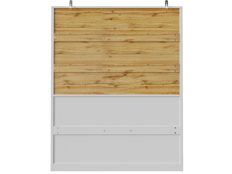 Meuble haut de rangement 140 x 38,5 x 175 cm blanc, mdf et acrylique, vitrine avec tiroirs  - Conforama E