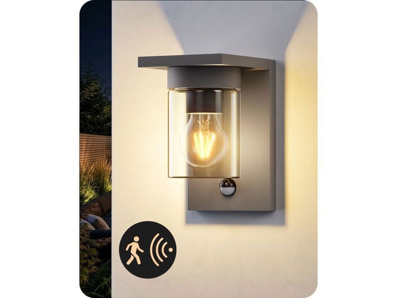  Applique murale exterieure avec detecteur de mouvement ip44 aluminium verre e27 370618_AACLB06024_6_DROPFR - Conforama A