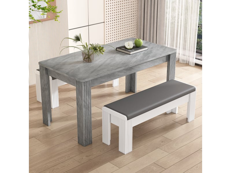  Table de salle à manger 116 x 65 x 75 cm, table rectangulaire, panneaux de particules, 4 pieds, gris  - Conforama E