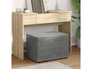 Tabouret bas, ottoman gris foncé 61x41x40 cm velours et bois composite