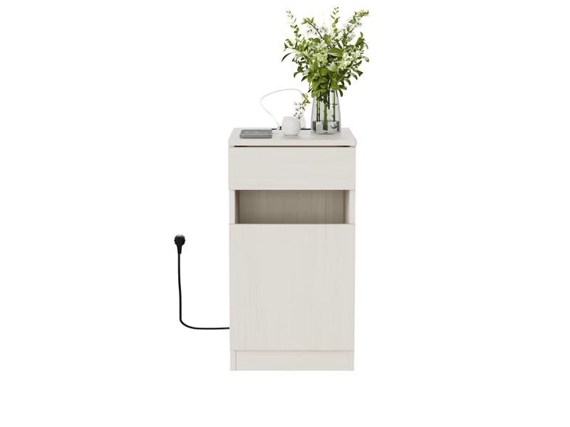  Table de chevet,30x40x61,5 cm,tiroir et charge usb,mdf,blanc effet bois clair  - Conforama D
