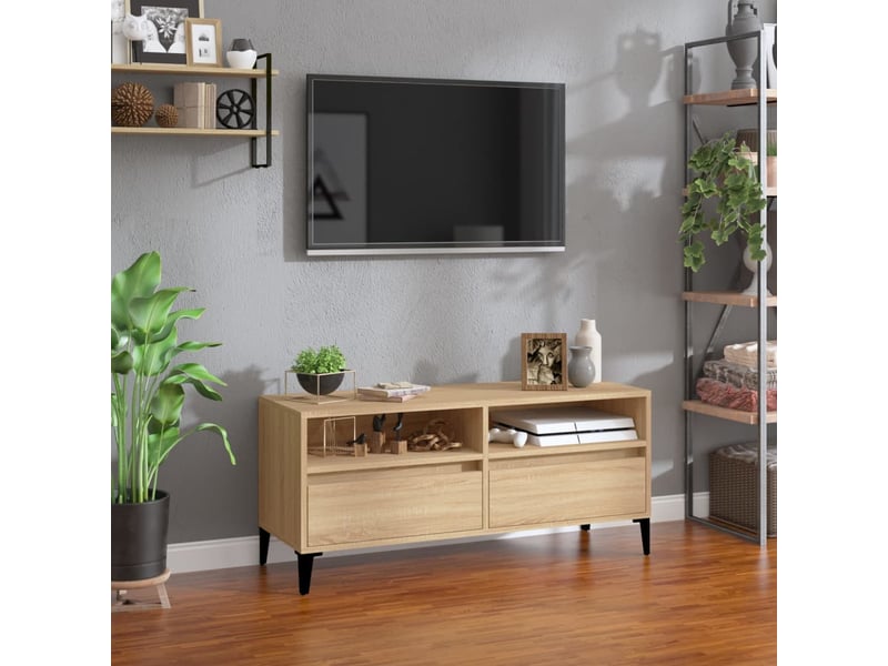  Meuble tv - banc tv - meuble de rangement chêne sonoma 100x34,5x44,5 cm bois d'ingénierie  - Conforama B