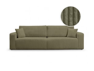 Canapé droit fixe LOUNGITUDE ALYA 3 places Velours vert avec coffre de rangement