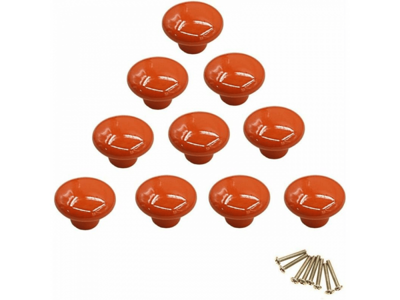 Poignées pour meubles - pour tiroirs, armoires - en céramique - 10 pièces - orange - Conforama A