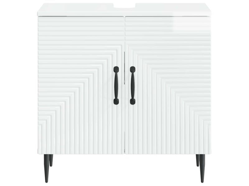 Meuble sous lavabo de salle de bain haarlem blanc brillant cf64885 - Conforama D