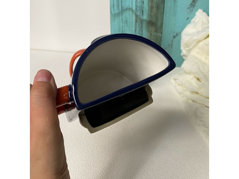  Mug en céramique, motif poche, bleu, 270 ml  - Conforama E