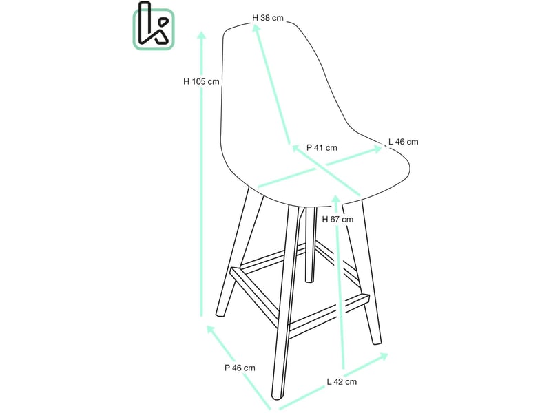  Lot de 2 chaises de bar scandinaves slick 67 cm en tissu patchwork floral avec pieds en bois 165-SLICK - Conforama E