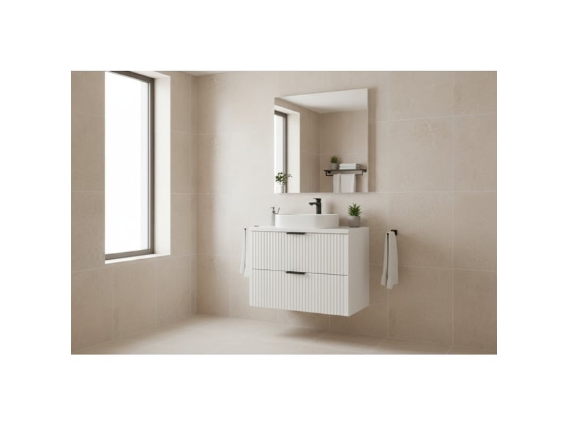  Ensemble de salle de bain noxera 60 cm – meuble sous vasque suspendu blanc alpin mat avec plan pour vasque  - Conforama B