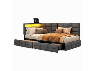 Lit banquette 90x200 cm FOERPL coloris gris