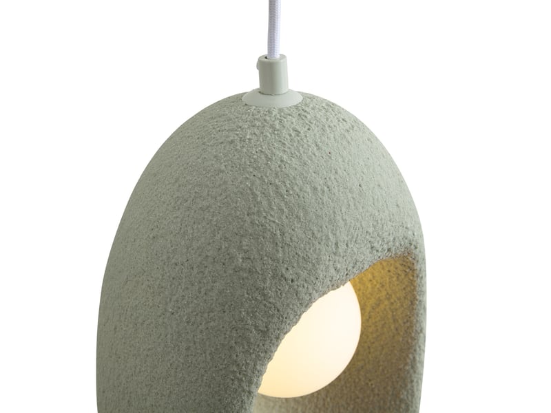  Japandi hanglamp wit met licht groene kap organisch 3-lichts - moonstone  - Conforama D