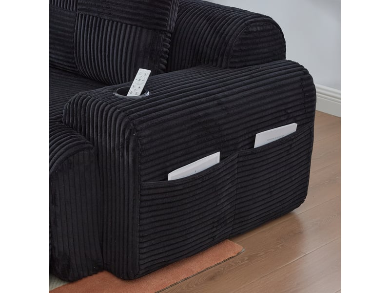  Canapé droit en velours côtelé noir, 3 places, 268 cm, modulable W2845S00257 - Conforama W
