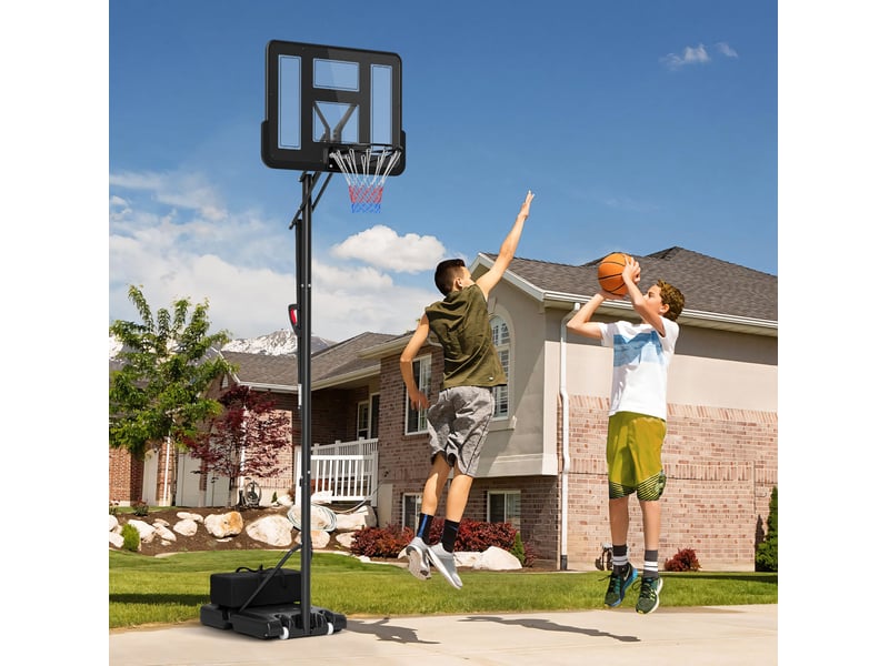  Panier de basket extérieur réglable 235-305 cm – noir – sur roulettes, panneau résistant 110 x 75 cm  - Conforama B