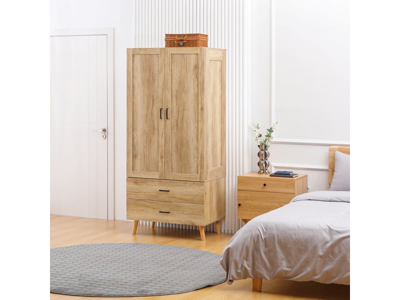  Armoire à vêtements armoire de rangement 2 portes et 2 tiroirs 80 x 54 x 180 cm - avec tringle  - Conforama W