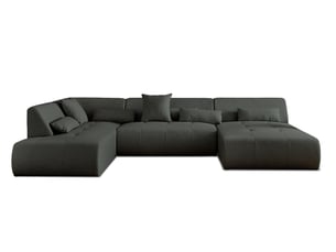 Canapé d'angle gauche fixe BESTMOBILIER ONYX 7 places Tissu Gris foncé