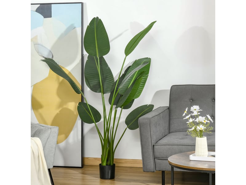  Bananier artificiel 160 cm, 10 feuilles, pot inclus, vert, intérieur extérieur maison bureau  - Conforama C