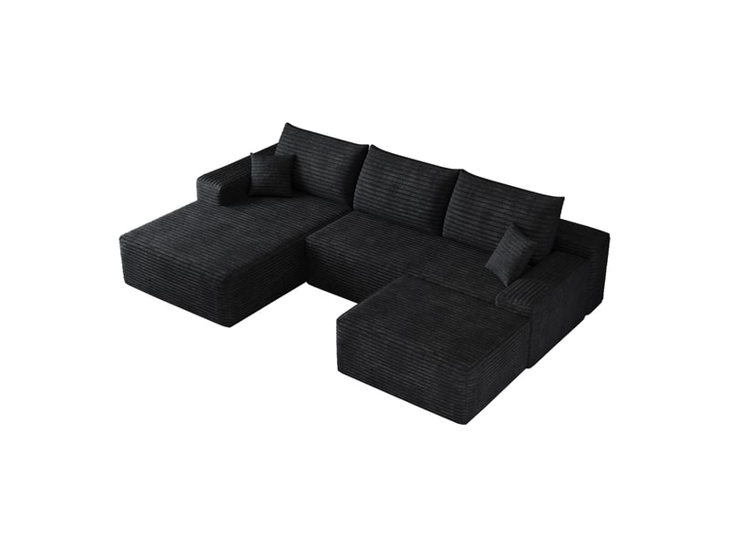  Canapé d'angle, canapé modulable, noir, assise profonde, livré monté, design moderne, 270 cm, pour salon, appartement, chambre  - Conforama B