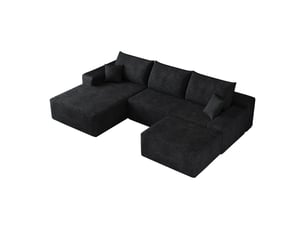 Canapé d'angle, canapé modulable, noir, assise profonde, livré monté, design moderne, 270 cm, pour salon, appartement, chambre
