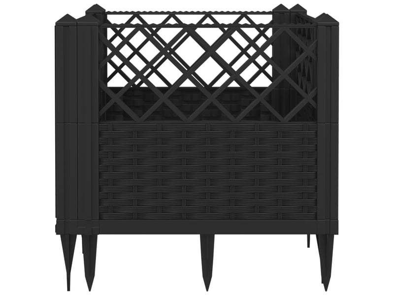  Jardinière - bac à fleurs avec piquets noir 43,5x43,5x43,5 cm pp  - Conforama E