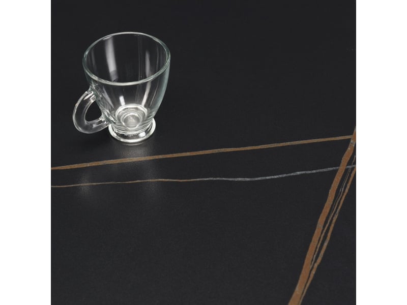  Icare - ensemble n°3: table bistrot 70x70cm en céramique marbré noir  - Conforama D