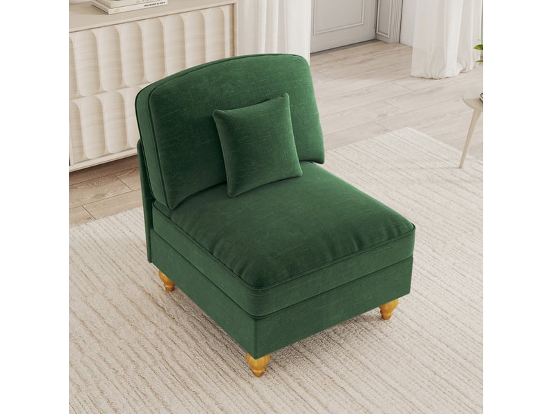  Canapé windsor sans accoudoirs en chenille avec 1 coussin - vert  - Conforama B
