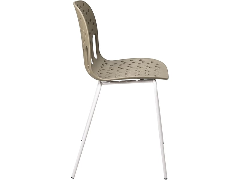  Lot de 4 chaises de cuisine empilables kio kaki et blanches avec structure métal 736-KIO - Conforama R