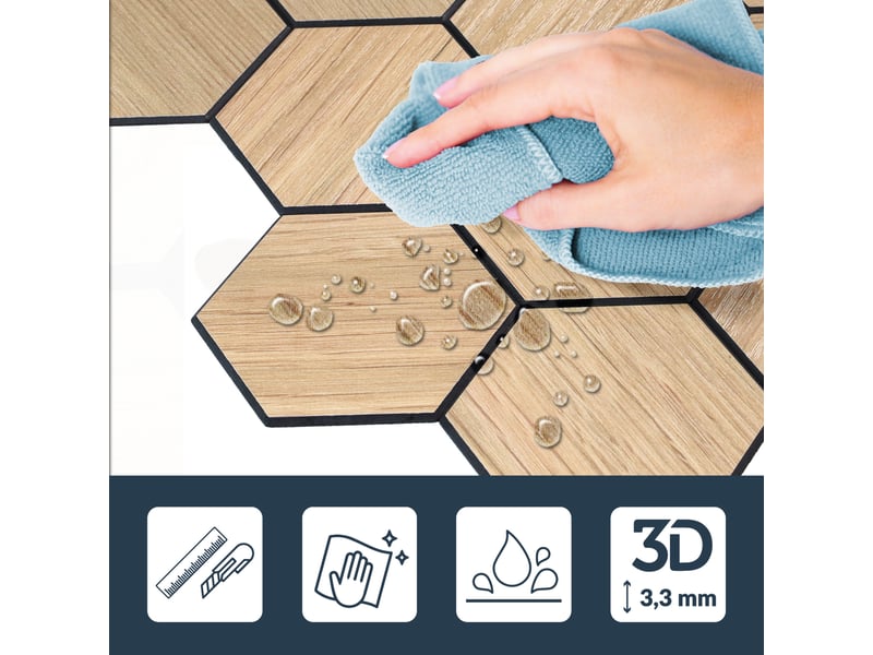 Crédence adhésive murale 3d  - effet carrelage hexagonal 4 pièces 25x25 cm  - Conforama D